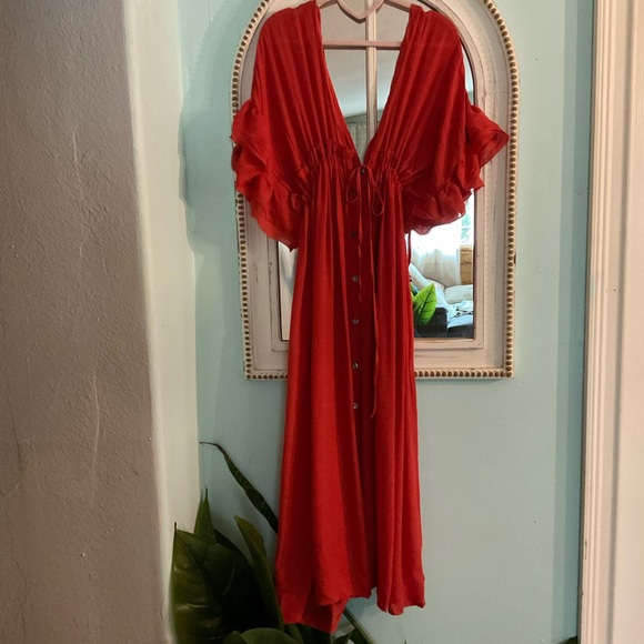 COPY - Charlie Charlie Charlotte women’s red maxi boho beach dress Size Medium - Picture 2 of 15